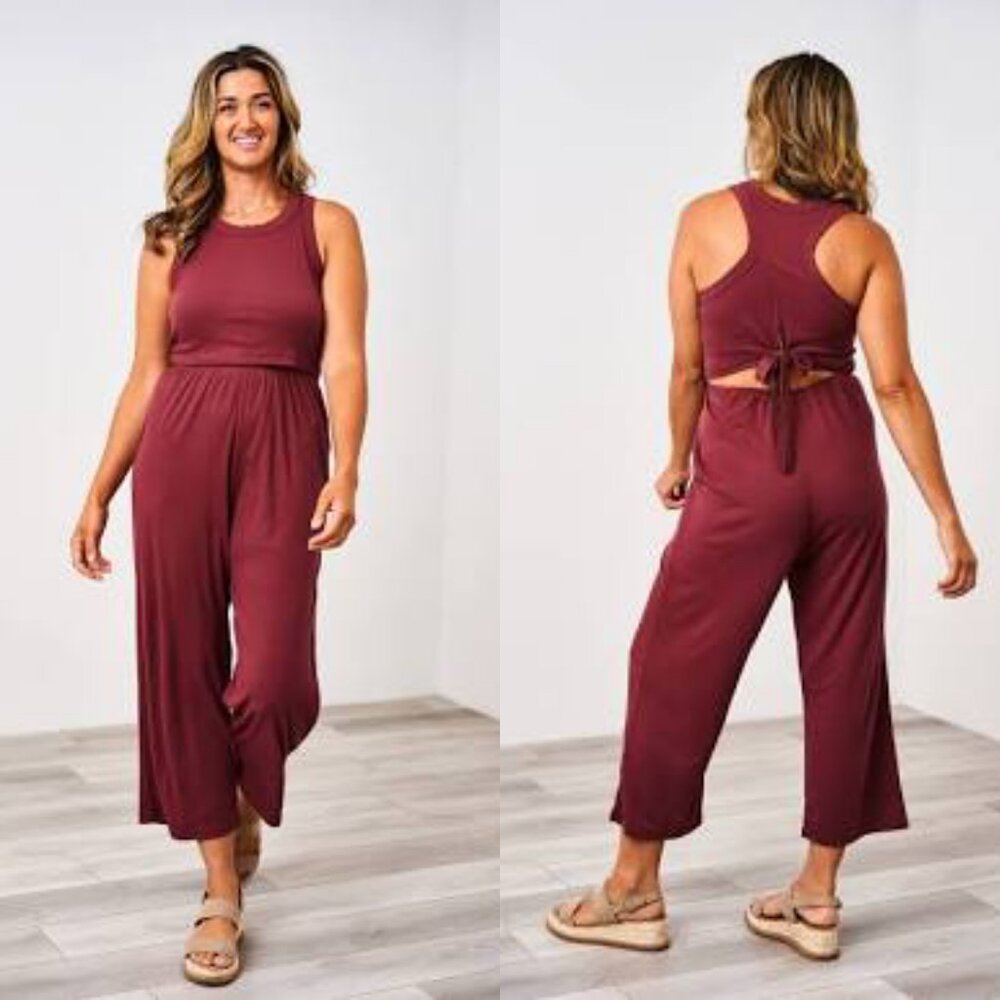 Latched Mama Ribbed Tie Back Nursing Jumper in Berry
